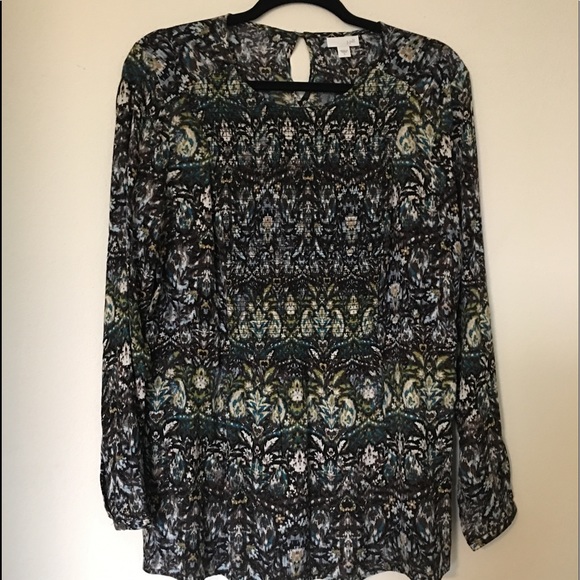 J Jill multicolor long sleeve blouse shirt - Picture 2 of 8